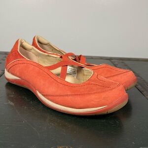 L.L. Bean Womens Criss Cross Mary Jane Shoes Rust Color Comfort Slip Ons 8.5 M